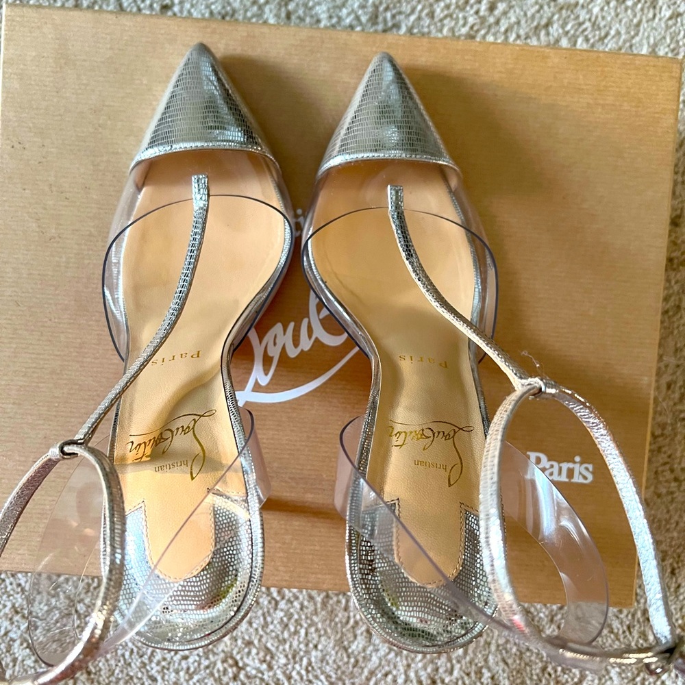 COPY - Louboutin silver nosy 100 laminato dino 38